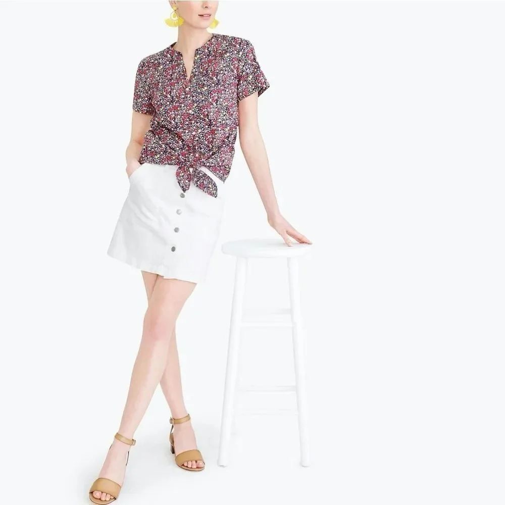 J. Crew Ditsy Floral Tie Front Blouse NWT